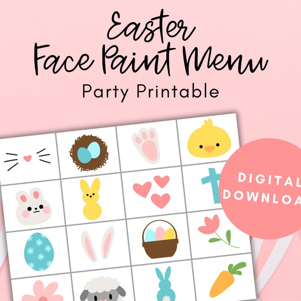 Easter Face Paint Menu, Easter Printables, Face Painting Design, Party Printable, Party Activity, Kids Party, Design Board, Digital Download