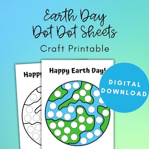 Earth Day Dot Dot Sheet, Dot Marker Page, Do A Dot Printable, Dot Art Activity, Earth Day Craft, Earth Day Activity & Coloring Pages, April