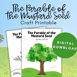 Parable of the Mustard Seed Craft, Sunday School Craft Printable, Christian Activities for Kids, Bible Coloring Pages, Bible Story Crafts