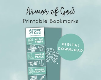 Armor of God Bookmark, Bible Bookmark, Sunday School Printables, Bible Printables, Armor of God Printable, Armor of God Printable for Kids