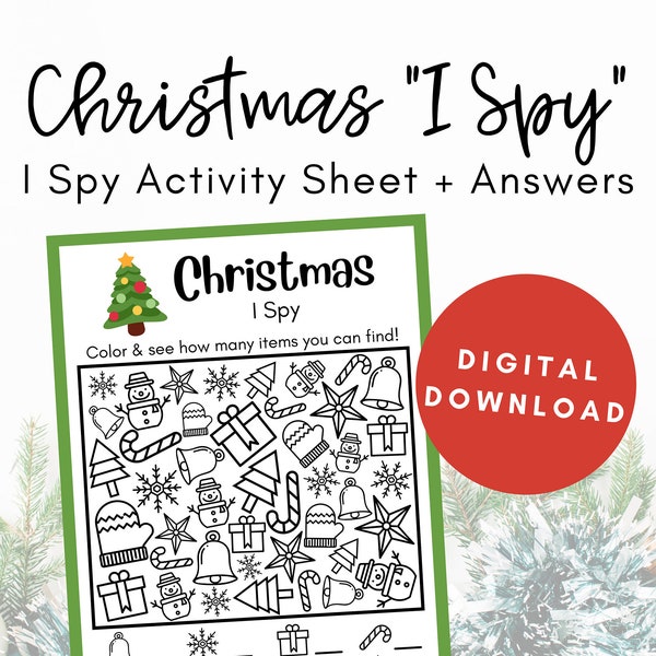 Christmas I Spy, Christmas Activity Sheets, Seek and Find, Kids Printable Activities, Christmas Party Games Printable, Digital Download