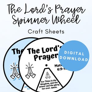 Lords Prayer Craft, Spinner Wheel Craft, Christian Crafts, Crafts for Kids, Sunday School Printable, The Lords Prayer Printable, Bible Story