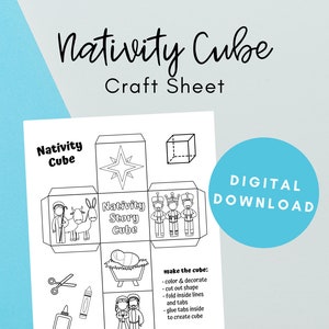 Nativity Story Cube, Christian Crafts, Crafts for Kids Printable, Digital Download, Sunday School Printable, Bible Coloring Page, Christmas