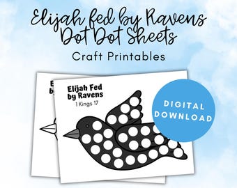 Elijah Fed By Ravens Dot Dot Sheet, Elijah Bible Craft, Dot Marker Coloring, Do A Dot Preschool, Sunday School Craft, Bible Story Craft