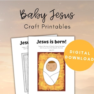 Baby Jesus Craft, Sunday School Craft Printable, Christian Activities for Kids, Bible Coloring Pages, Bible Story Crafts, Christmas