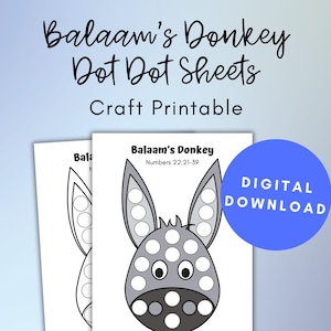 Balaam&#39;s Donkey Bible Craft, Dot Marker Coloring, Do A Dot Preschool, Sunday School Craft, Bible Story Crafts for Kids, Bible Coloring Pages