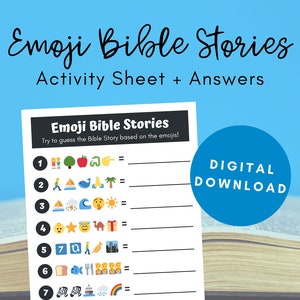 Historias bíblicas con emojis, actividades con historias bíblicas para niños, juegos de la escuela dominical, Biblia para niños imprimible, hojas de trabajo bíblicas, material para la iglesia imprimible, Kidmin