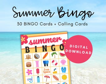 Summer Bingo Printable, Bingo Cards Printable, Summer Bingo Kids, Summer Activities Bingo, Summer Games Printable, Summer Activities Kids