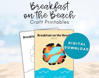Breakfast on the Beach Craft, Miraculous Catch of Fish, Sunday School Craft Printable, Christian Activities for Kids, Bible Coloring Pages