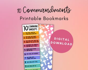 10 Commandments Bookmark, Bible Bookmark, Sunday School Printables, Bible Printables, 10 Commandments Printable, 10 Commandments Lessons