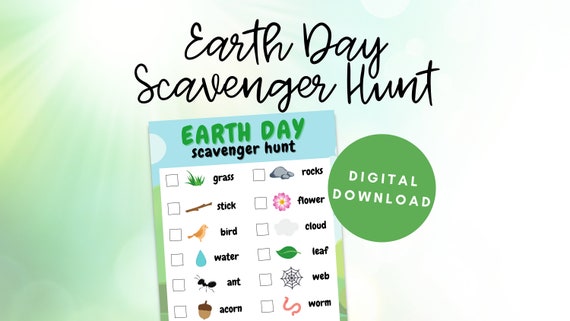 Earth Day Scavenger Hunt, Nature Scavenger Hunt Printable, Earth Day Printable Kids, Earth Day PDF Activity, April 22, Instant Download