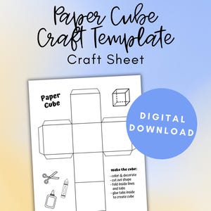 Cube Template, Crafts for Kids, Cube Craft, Paper Cube, Printable Craft Template, Paper Craft Template, Paper Folding Craft Printable