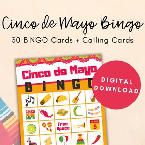 Cinco de Mayo Bingo para impressão, Cartões de bingo para impressão, Jogo de bingo para impressão, Bingo para crianças, Festa de Cinco de Mayo para impressão, Cinco de Mayo