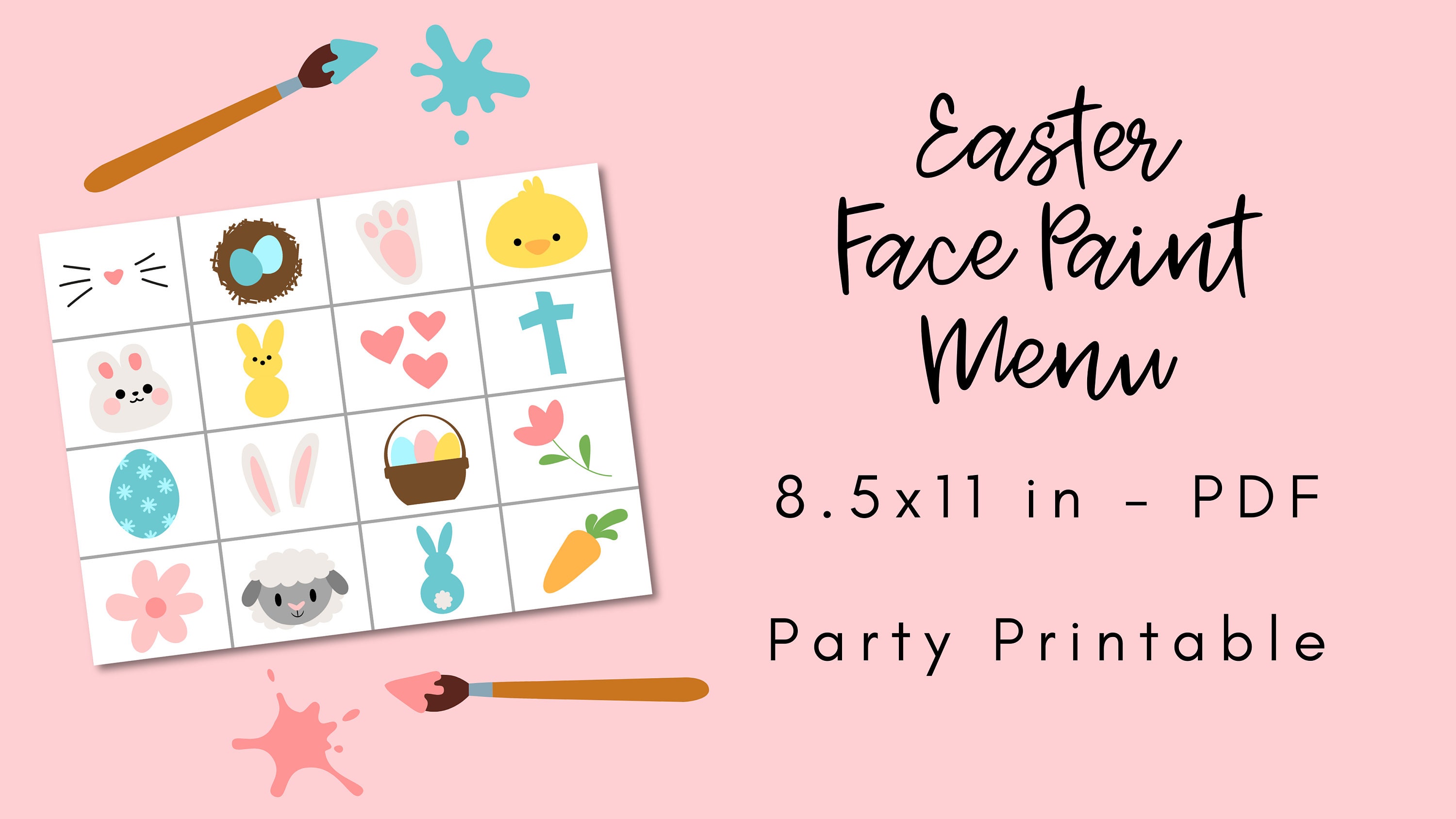 Easter Face Paint Menu, Easter Printables, Face Painting Design, Party ...