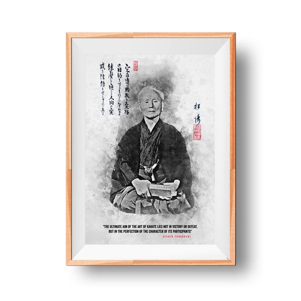 Gichin Funakoshi Poster - Karate Poster -  Shotokan - Art Poster - Sensei Gift