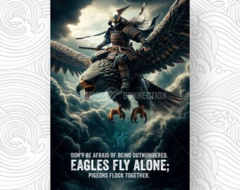 Lone Samurai Eagle Warrior Poster: A Soaring Emblem of Individual Might