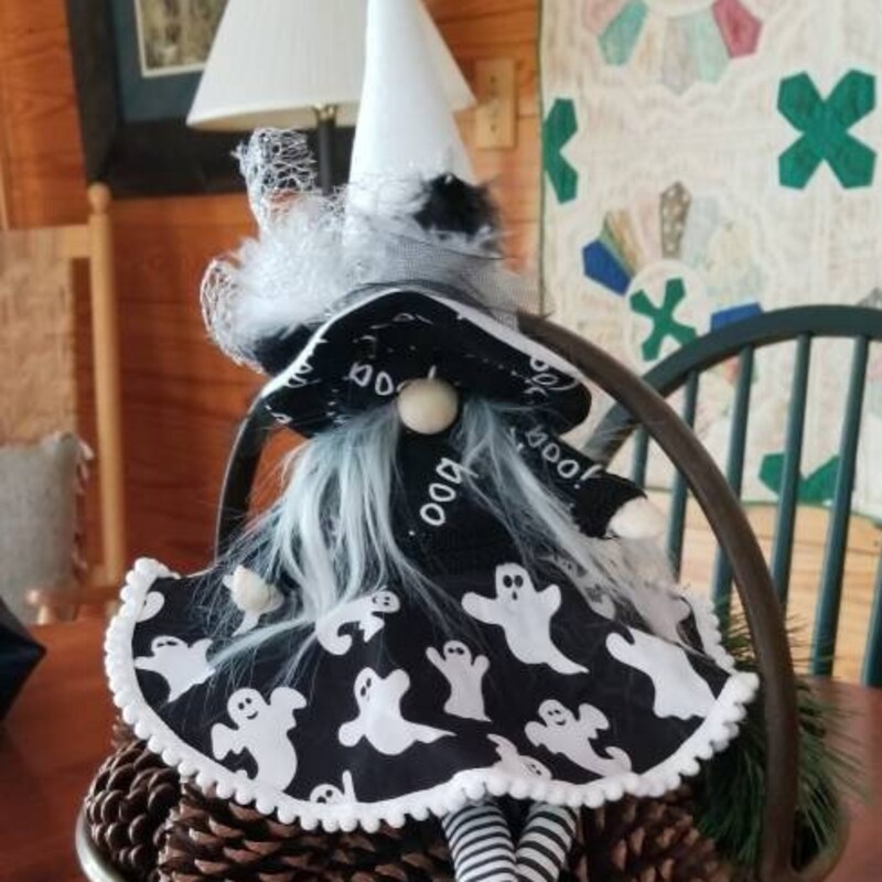 Melrose International Plush Halloween Ghost Gnome Shelf Sitter 24