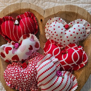 Fabric Hearts, Plush Heart Pillows, Tiered Tray Decor, Bowl Filler, Basket Filler, Serving Tray Decor, Gift
