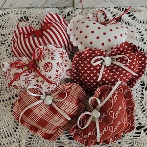 Fabric Hearts, Fabric Pillows, Tiered Tray, Bowl Filler, Basket Filler, Serving Tray Decor, Gift