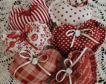 Fabric Heart Pillows, Fabric Pillows, Tiered Tray, Bowl Filler, Basket Filler, I Love You Hearts, Gift, Mother's Day Fabric Hearts