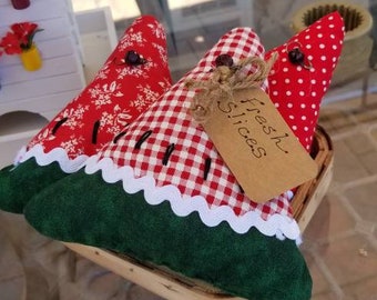 Fabric Watermelon Slices, Bowl Filler, Tiered Tray, Summer Decor, Farmhouse Decor, Basket Filler, Cupboard Tuck, Homemade Fabric Watermelon