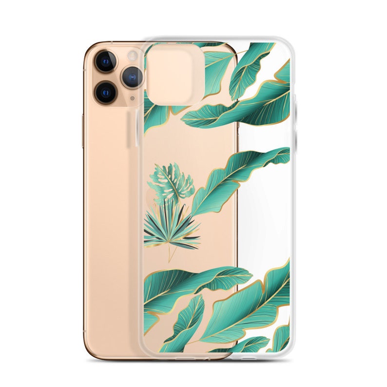 11 pro Aesthetic Tropical Green Leaves clear iPhone Cases xs max 10 se 2020 12