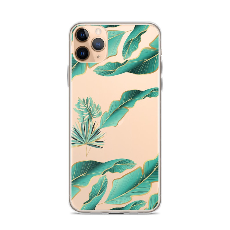11 pro Aesthetic Tropical Green Leaves clear iPhone Cases xs max 10 se 2020 12
