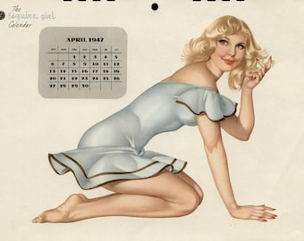 ALBERTO VARGAS- VARGA 1947 April Calendar girl Pin-up original not a copy or reproduction