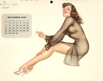 1947 DECEMBER Alberto Vargas (Varga) Calendar Girl Pin Up Original NOT a copy or reproduction