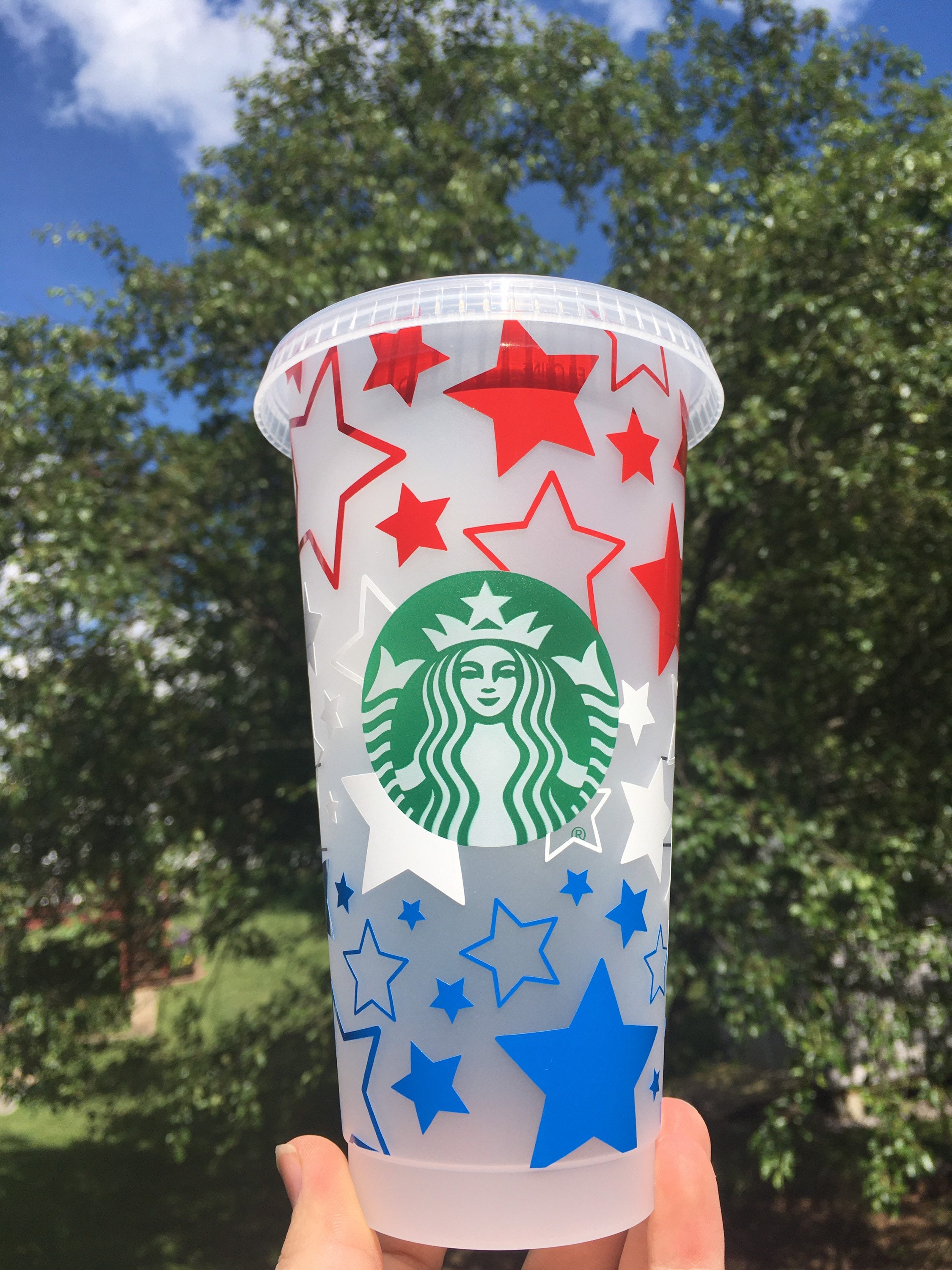 America Custom Starbucks 24oz Reusable COLD Cups Vinyl Wrap 4th of July
