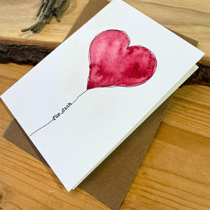 Original handbemalte Karte, Aquarell Karte, Karte Herz mit Umschlag, Klappkarte Geburtstag, Grußkarten Aquarell, Muttertag Karte