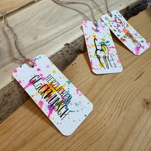 10 Original Geschenkanhänger aus Aquarellpapier für Geburtstag, Ostern und Muttertag Geschenkanhänger Set.