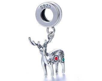 Christmas Red Nosed Reindeer Holiday Dangle Charm Bead For Women For Teen 925 Sterling Silver Fits European Bracelet Christmas Red Nosed Reindeer Holiday Dangle Charm Bead For Women For Teen 925 Sterling Silver Fits European Bracelet