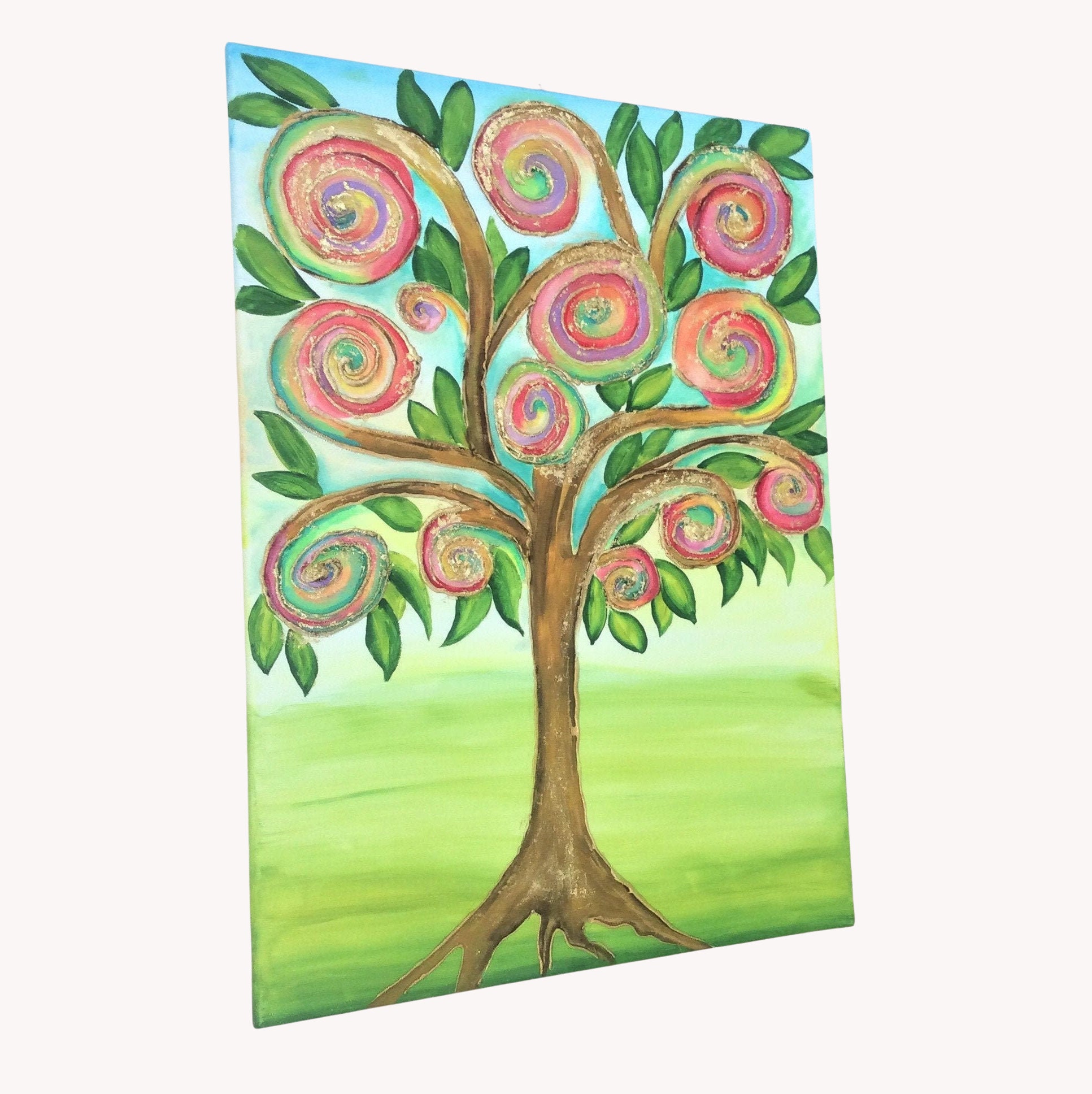 quadro albero della vita dipinto a mano