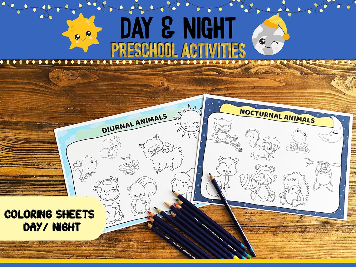 Day and Night Preschool Toddler Activities, Busy Binder,homeschool Activities, Toddler Printable