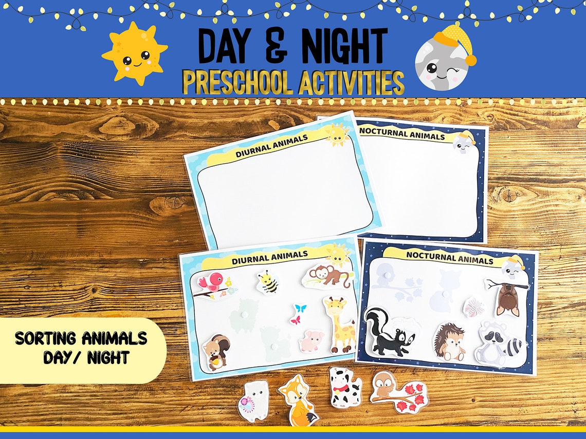 Day and Night Preschool Toddler Activities, Busy Binder,homeschool Activities, Toddler Printable