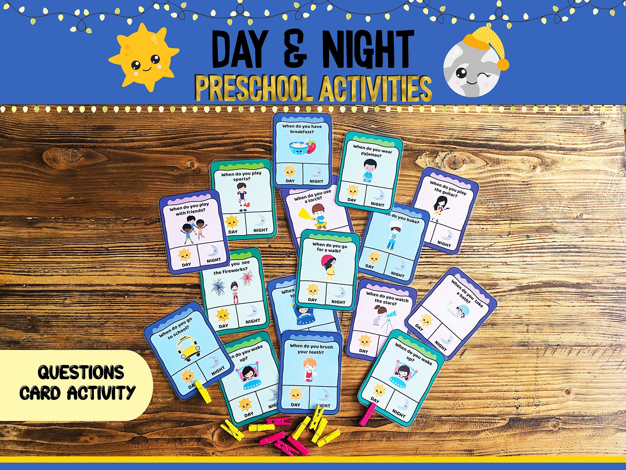 Day and Night preschool toddler activities Busy | Etsy