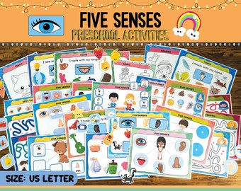 Five Senses Sorting Activity, Preschool Worksheets, Toddler Busy Book Pages, Learning Pack, Busy Binder, Homeschool Printable Activity,