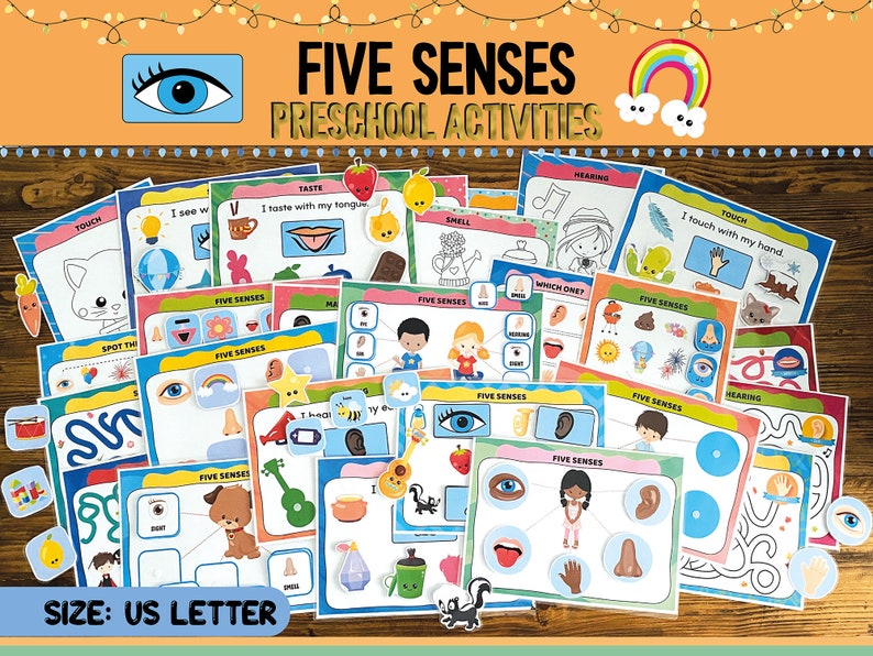 Five Senses Sorting Activity, Preschool Worksheets, Toddler Busy Book