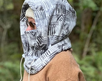 Fleece Ski Hood, Balaclava, Helmet Hood, Winter Hat