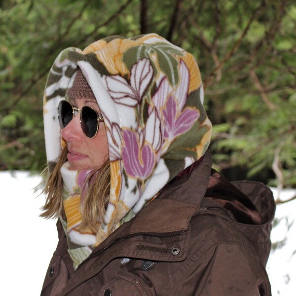Tropical Hood, ski hood, Fleece Hood, snowboard hood, balaclava, custom fleece hood, fleece face mask, neck warmer, fleece scarf
