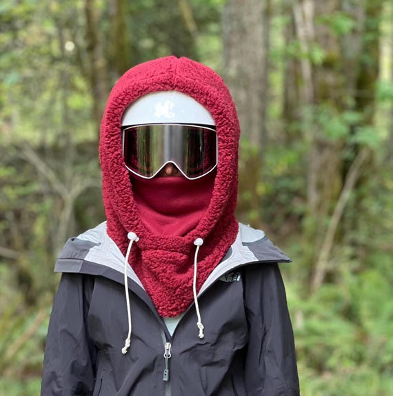 Red Wine Sherpa Fleece Ski Hood: Balaclava, Ski Mask, Winter  display picture 3