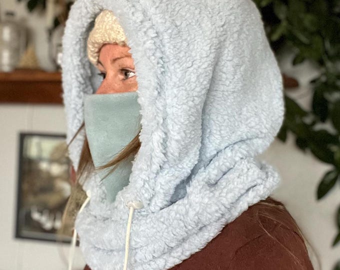 Sherpa Fleece Ski Hood, Balaclava, Helmet Hood, Winter Hat