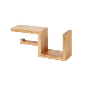 Toilet roll wall shelf in oak wood for wc paper holder easy storage 33x15x10 cm image 8