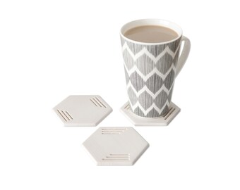 Pine glass and cup coasters | set of 6 | 9x9x0,5 cm (pentagon)