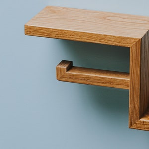 Toilet roll wall shelf in oak wood for wc paper holder easy storage 33x15x10 cm image 4