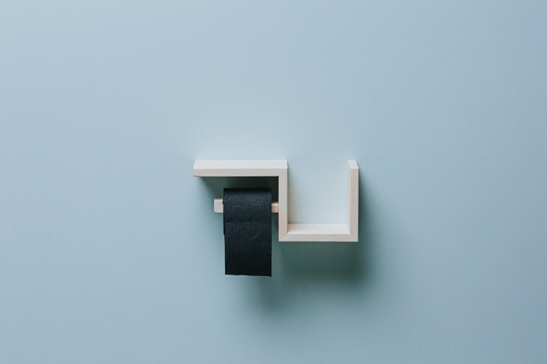 Toilettenrolle Wandregal aus Kiefernholz für WC Papierhalter einfache Aufbewahrung 33x15x10cm Bild 3