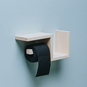 Toilettenrolle Wandregal aus Kiefernholz für WC Papierhalter einfache Aufbewahrung 33x15x10cm Bild 4