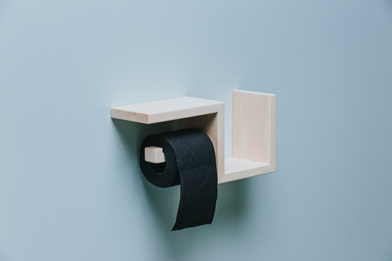 Toilettenrolle Wandregal aus Kiefernholz für WC Papierhalter einfache Aufbewahrung 33x15x10cm Bild 4