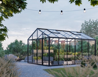 Premium aluminium glass greenhouse set